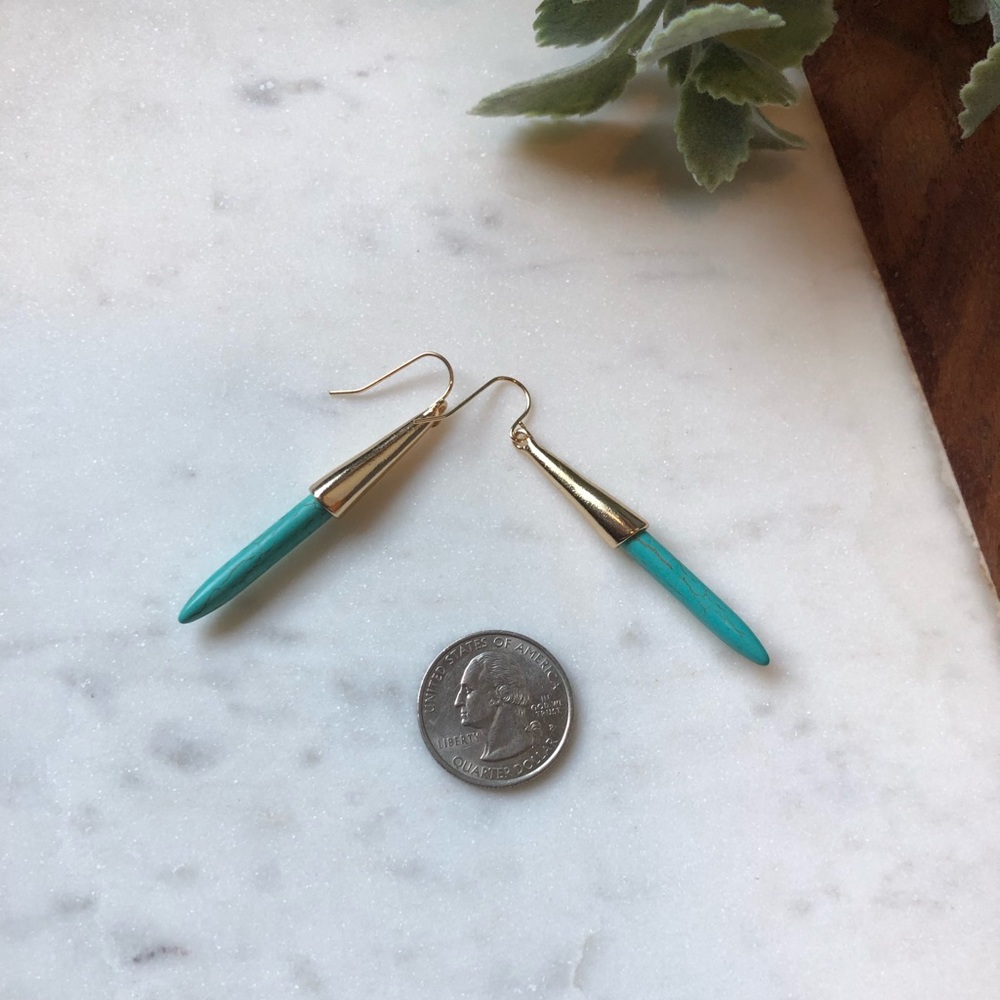 The Emilia - Gold & Turquoise Drop Earrings - Picture 4 of 4